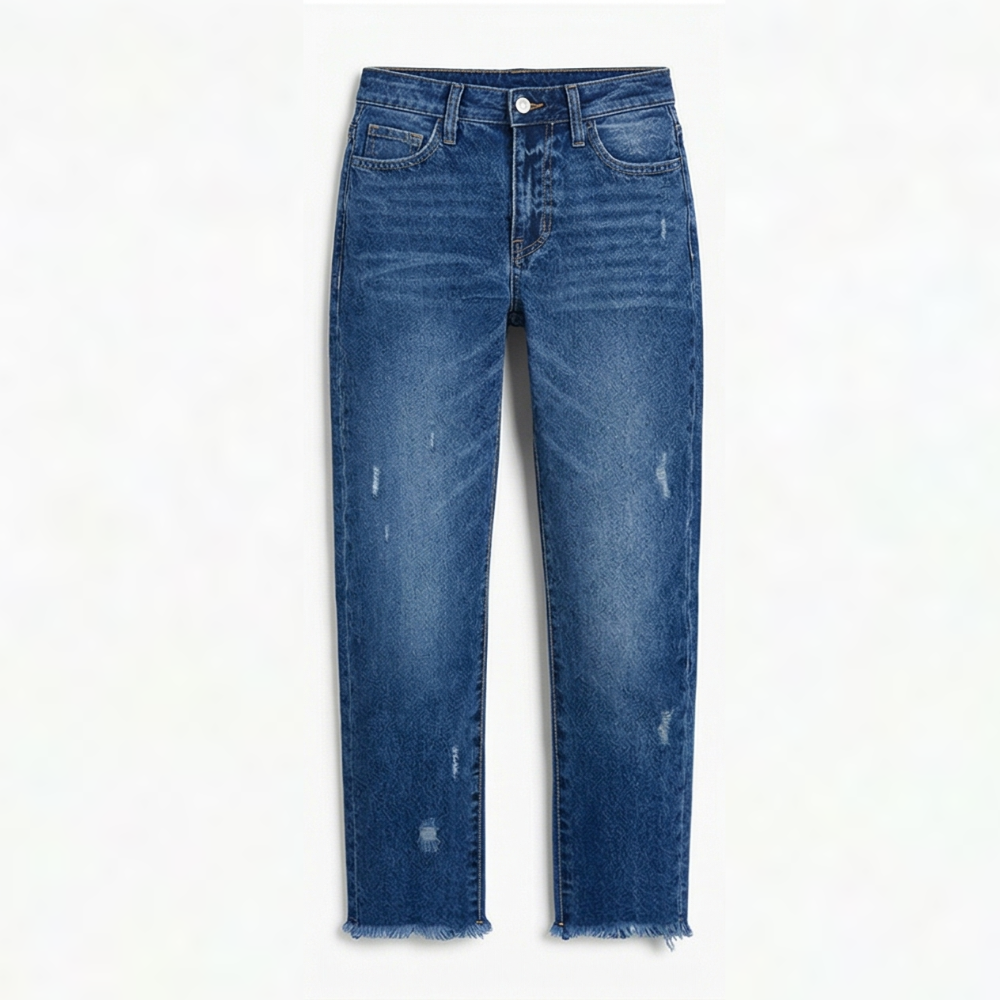 Vivara | Retro Fringed Cropped Straight Leg Jeans