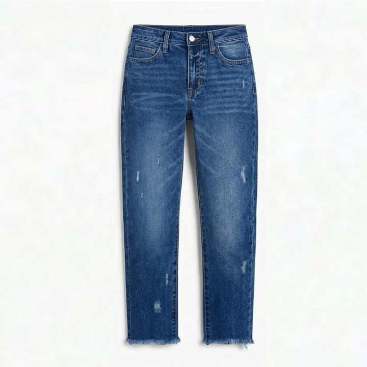 Vivara | Retro Fringed Cropped Straight Leg Jeans