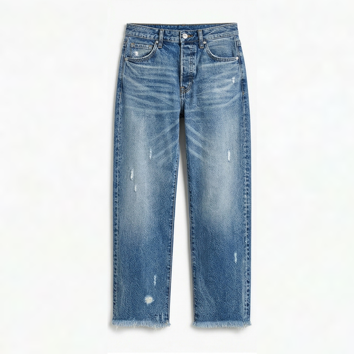 Vivara | Retro Fringed Cropped Straight Leg Jeans