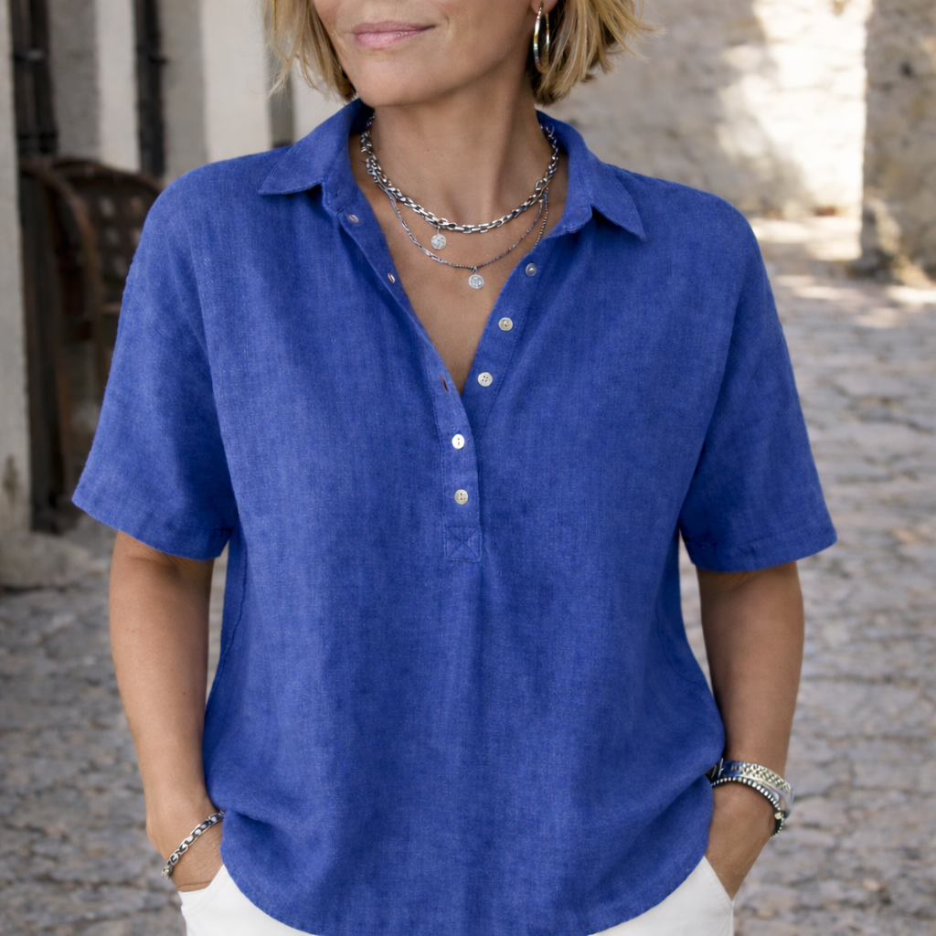 Susanne | Classic Shirt in Linen Look for Timeless Elegance