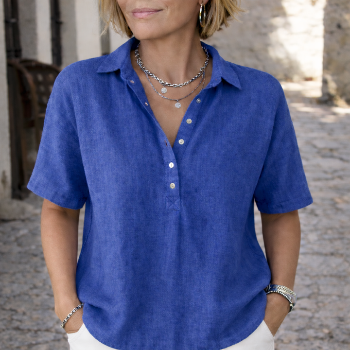 Susanne | Classic Shirt in Linen Look for Timeless Elegance