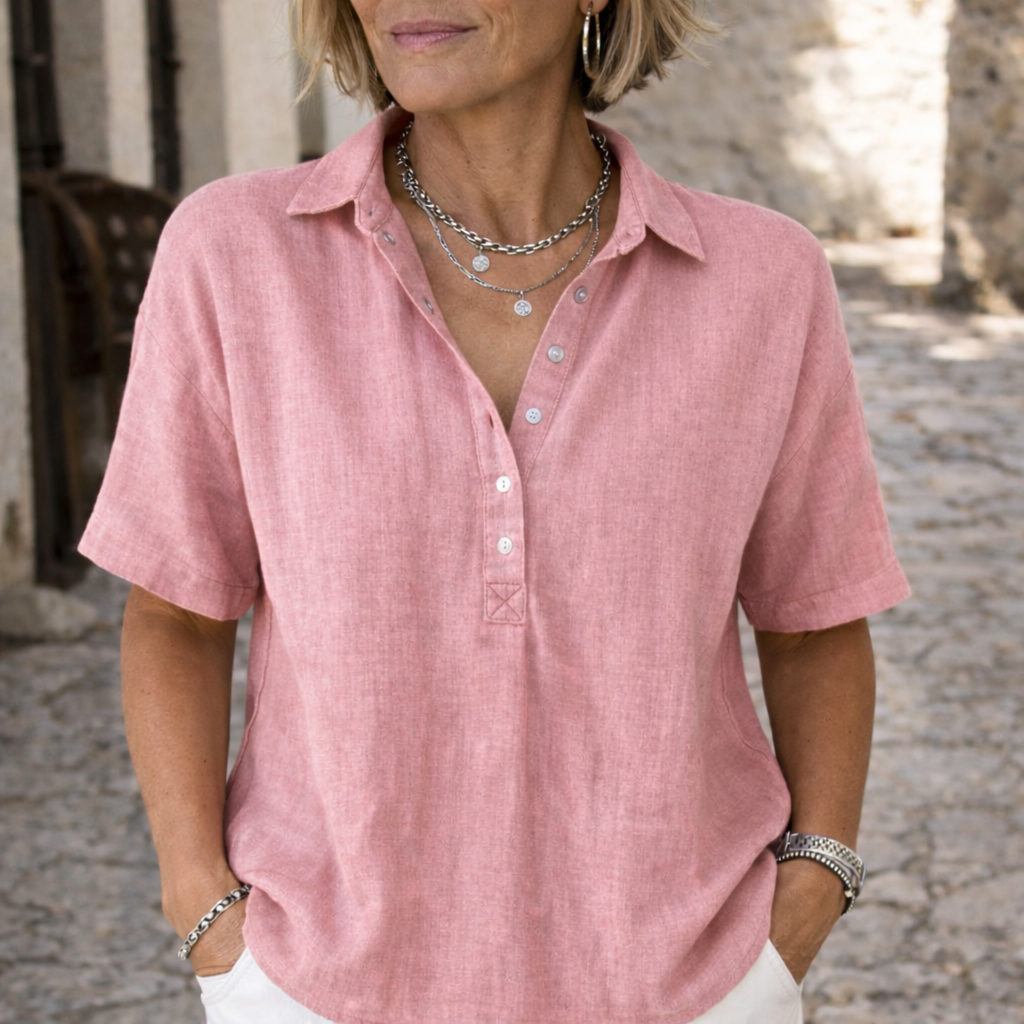 Susanne | Classic Shirt in Linen Look for Timeless Elegance