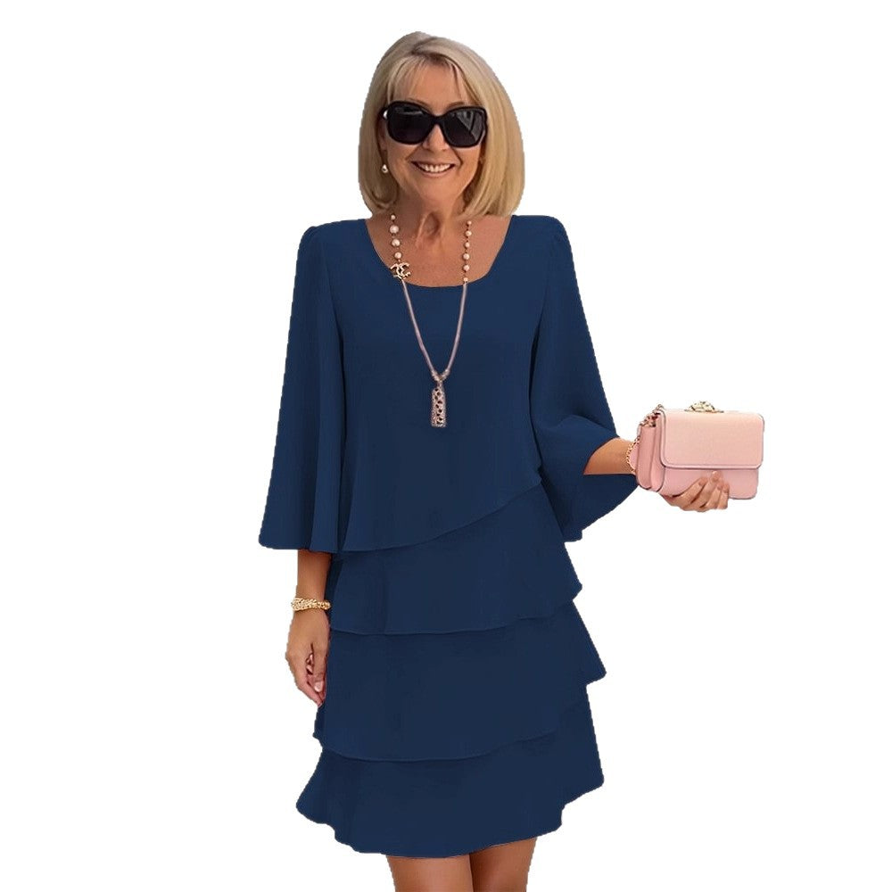 Maria – Elegant Midi Dress with Ruffles