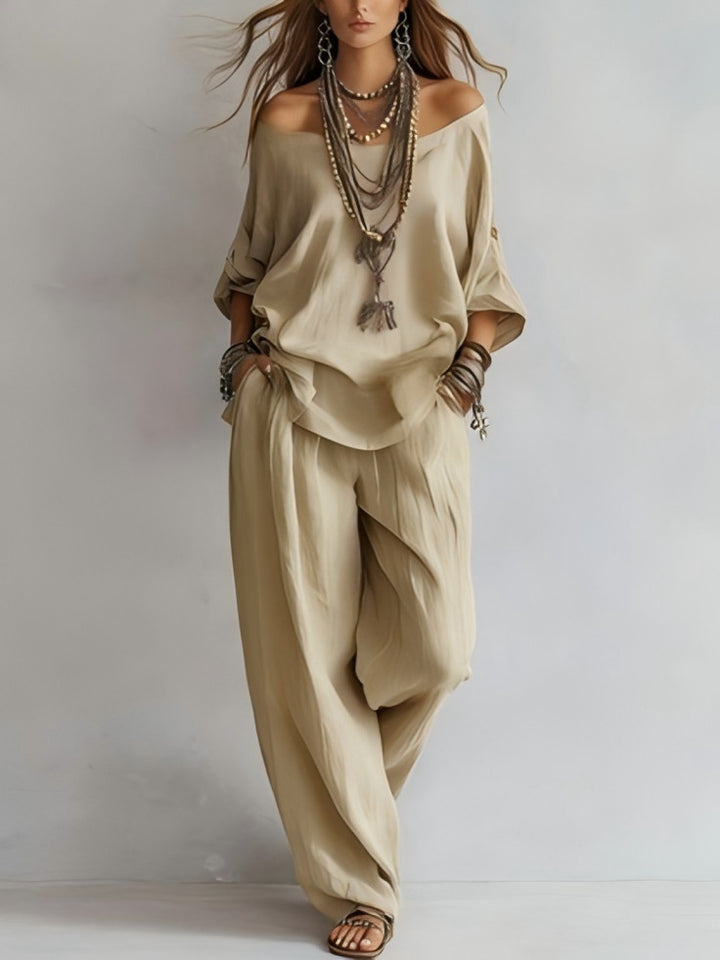 Evelyn | Relaxed Silk-Satin Two-Piece Set