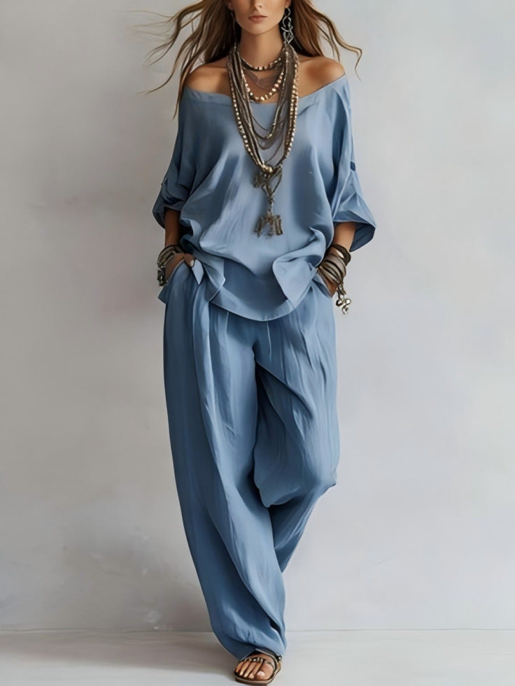 Evelyn | Relaxed Silk-Satin Two-Piece Set