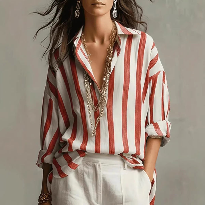 Caroline™ | Relaxed Linen Striped Blouse