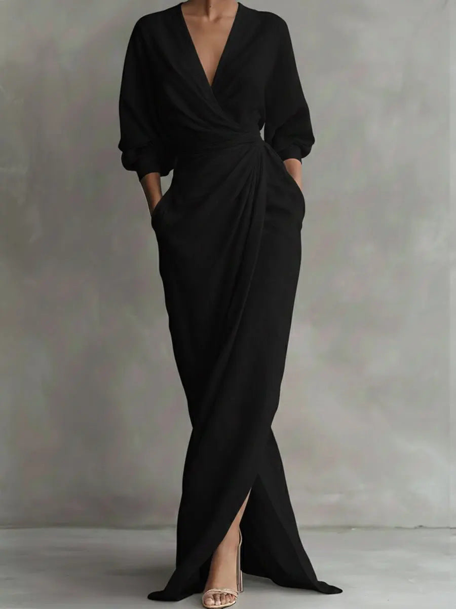 Madeline | Elegant Draped Wrap Maxi