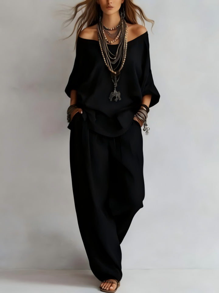 Evelyn | Relaxed Silk-Satin Two-Piece Set