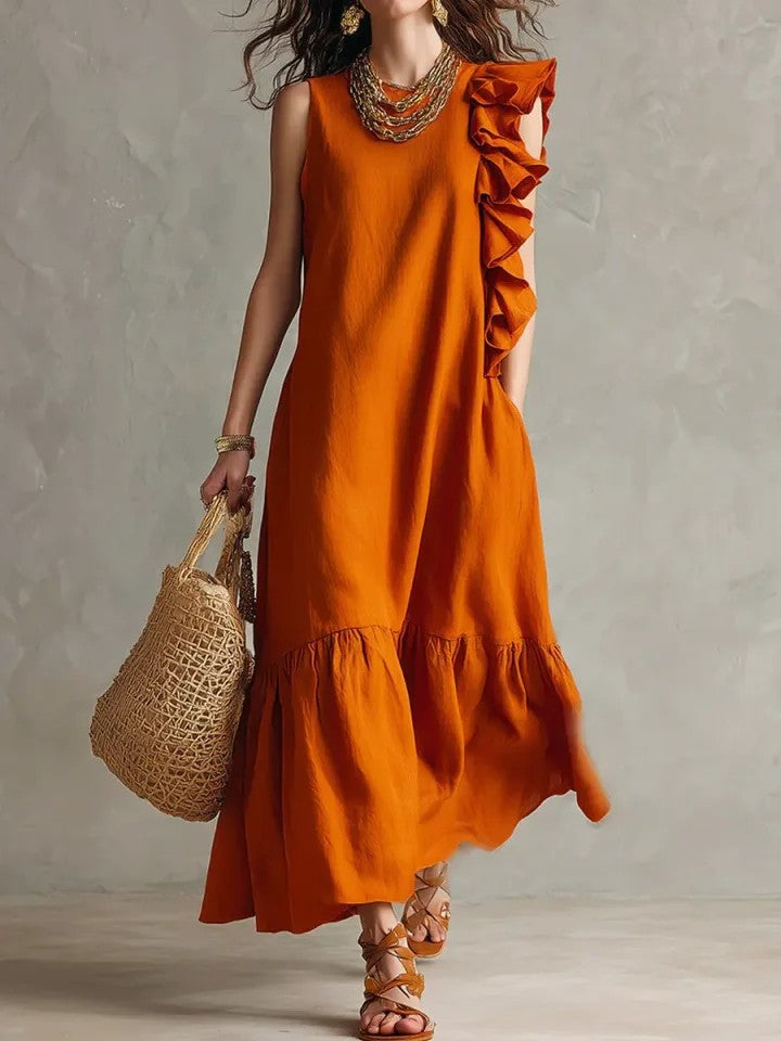 Caroline | Asymmetric Ruffle Tiered Maxi