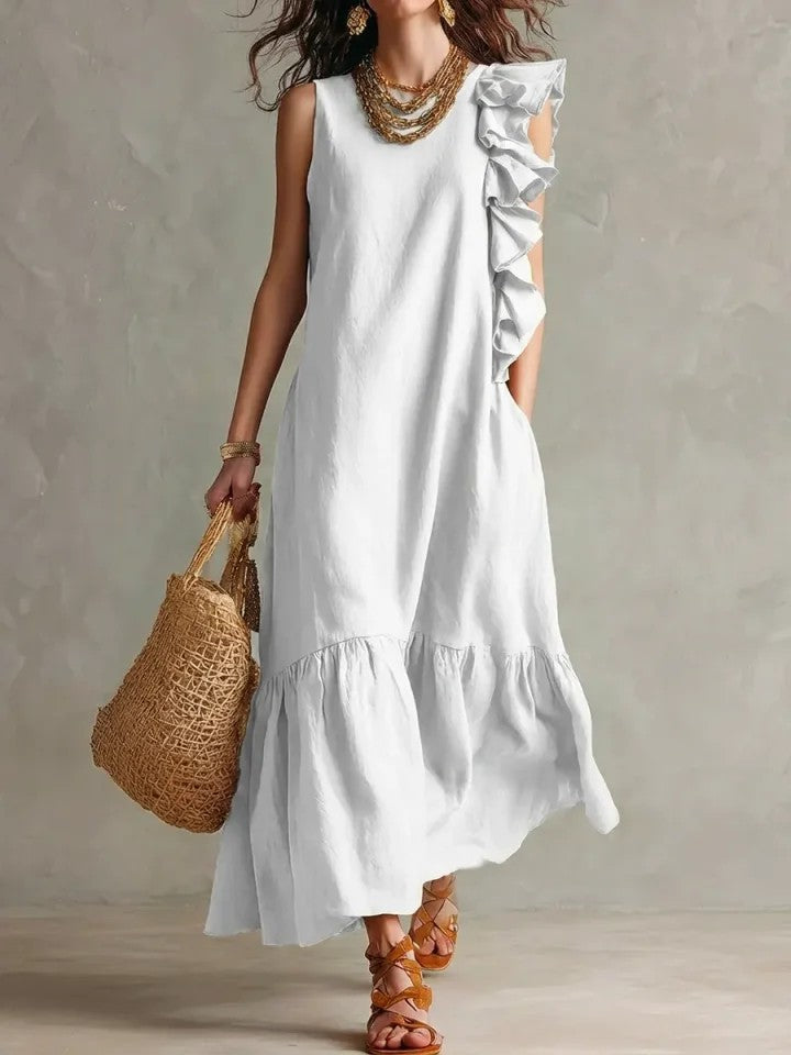 Caroline | Asymmetric Ruffle Tiered Maxi