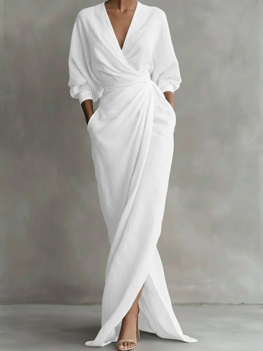 Madeline | Elegant Draped Wrap Maxi