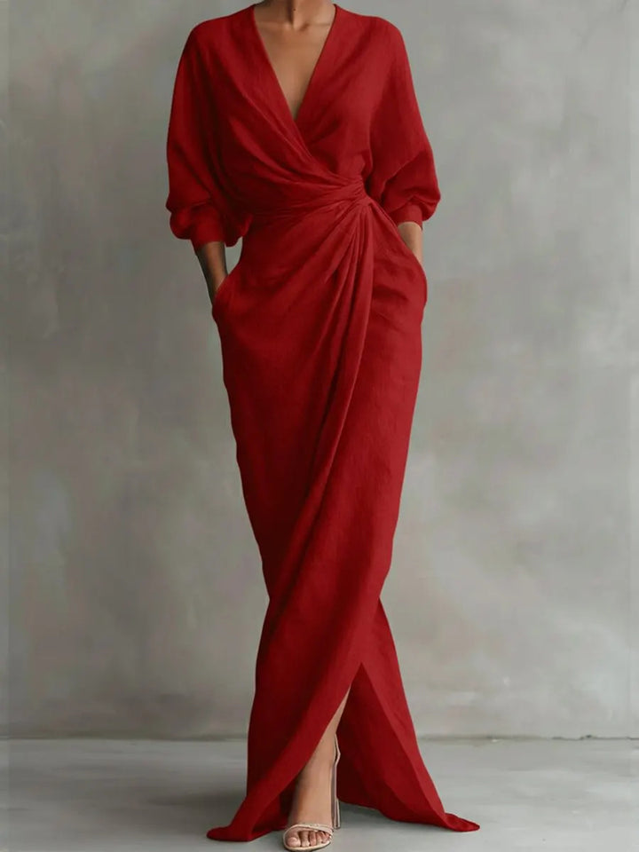 Madeline | Elegant Draped Wrap Maxi