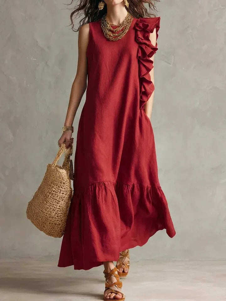 Caroline | Asymmetric Ruffle Tiered Maxi