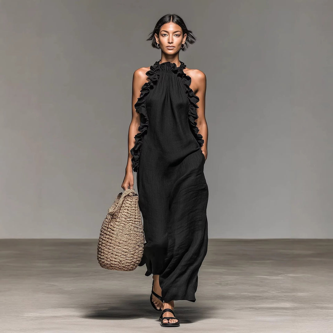 Isabella | Ruffled Halter Maxi Dress