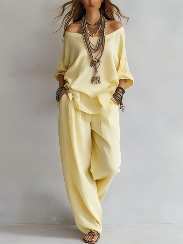 Evelyn | Relaxed Silk-Satin Two-Piece Set