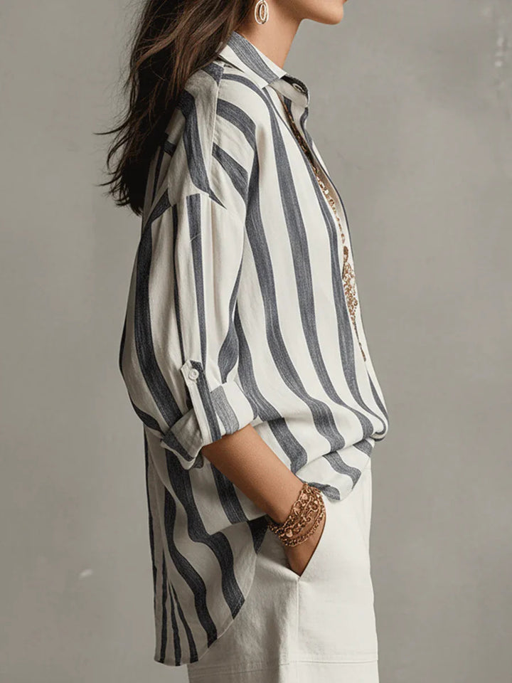 Caroline™ | Relaxed Linen Striped Blouse