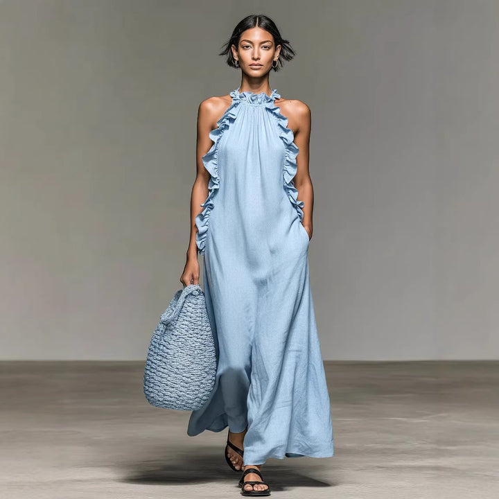 Isabella | Ruffled Halter Maxi Dress