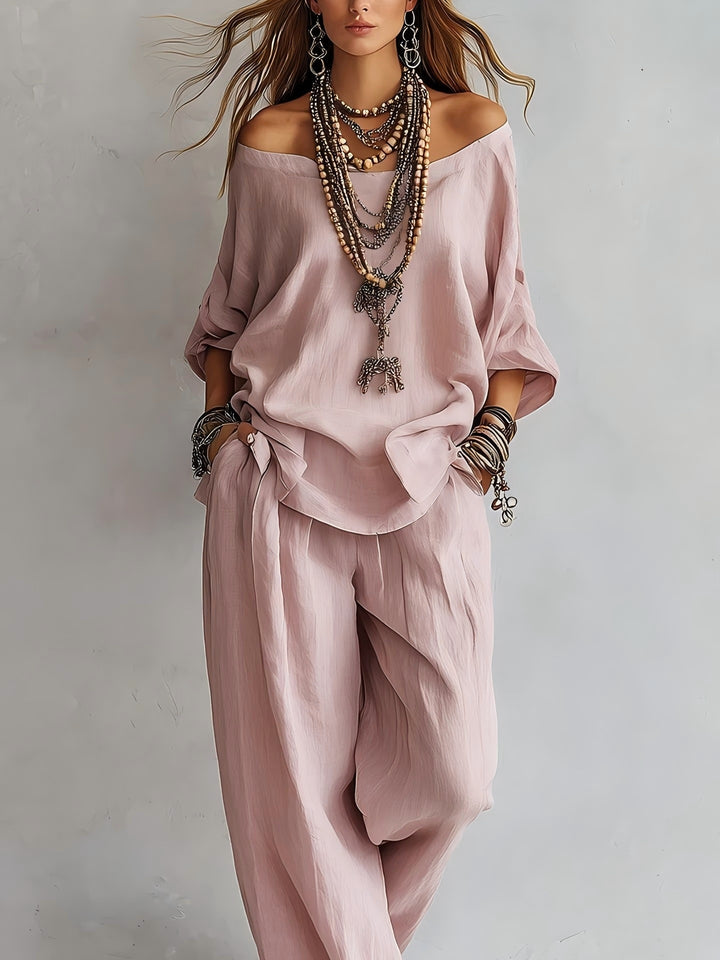 Evelyn | Relaxed Silk-Satin Two-Piece Set