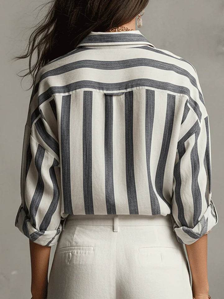Caroline™ | Relaxed Linen Striped Blouse