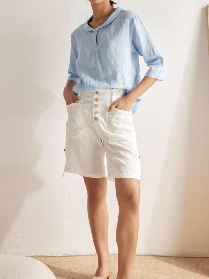 Katherine | Effortless V-Neck Peter Pan Blouse