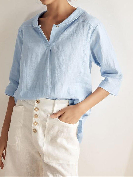 Katherine | Effortless V-Neck Peter Pan Blouse