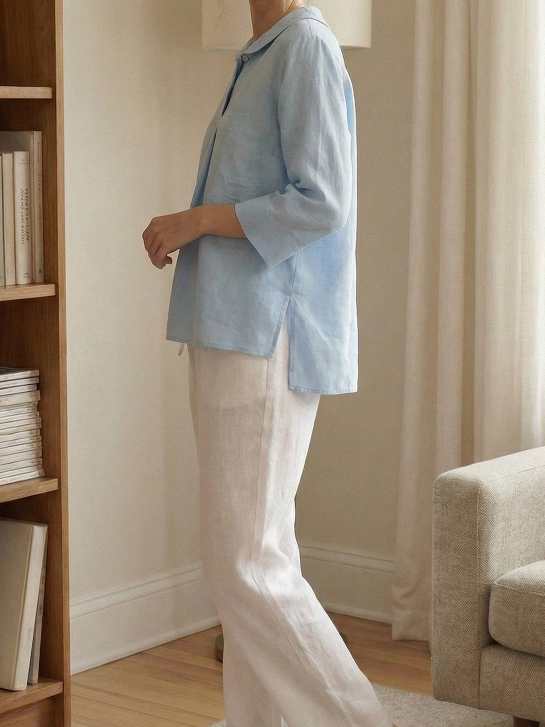 Katherine | Effortless V-Neck Peter Pan Blouse