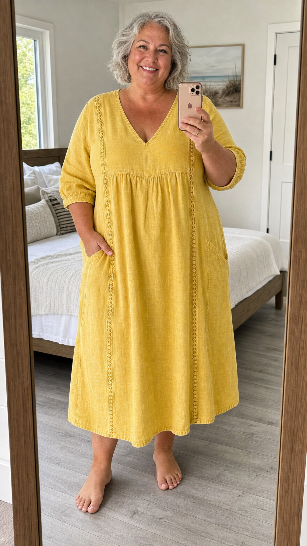 Antonia | 3/4 Sleeve A Line Maxi Dress