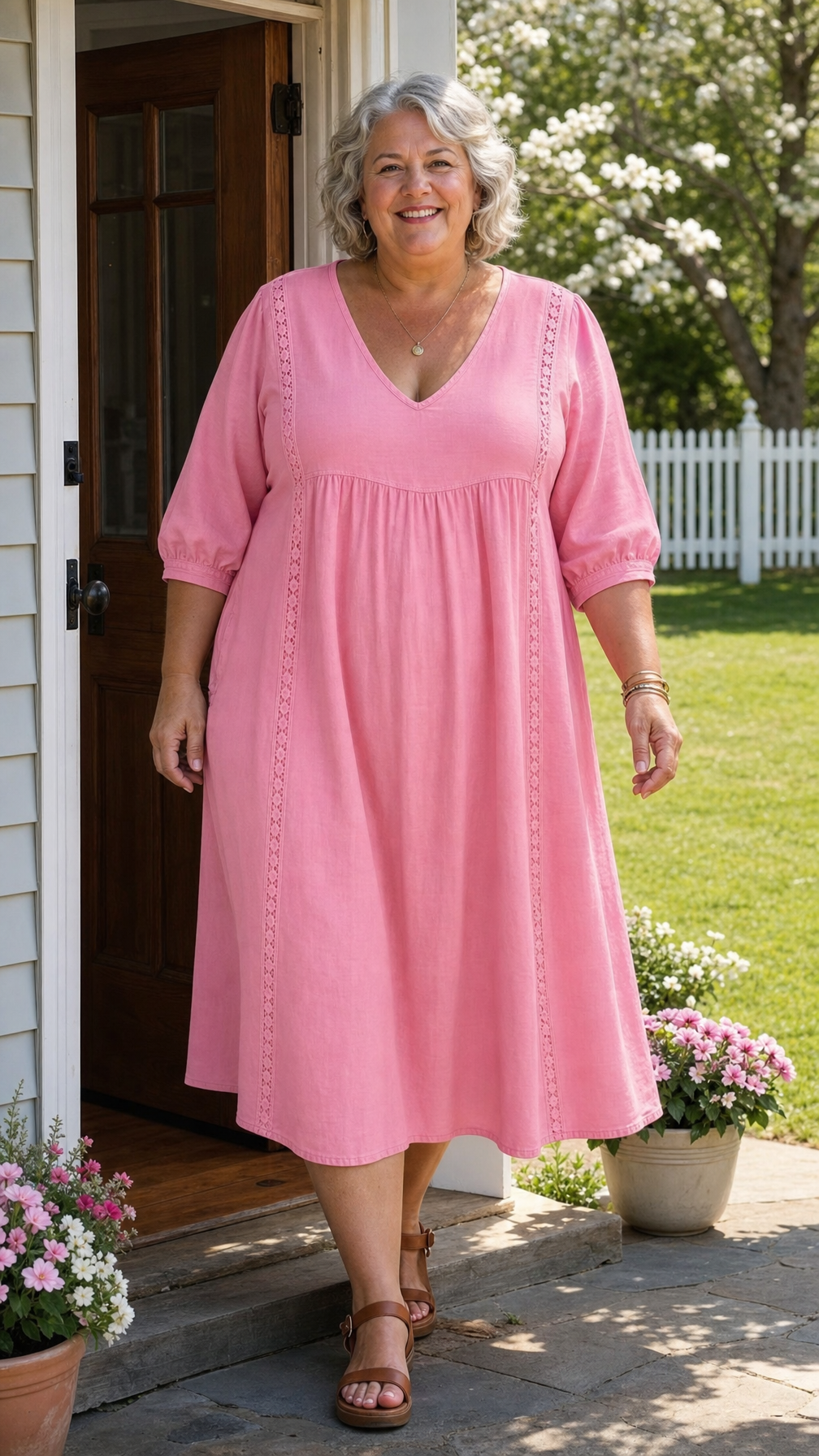 Antonia | 3/4 Sleeve A Line Maxi Dress