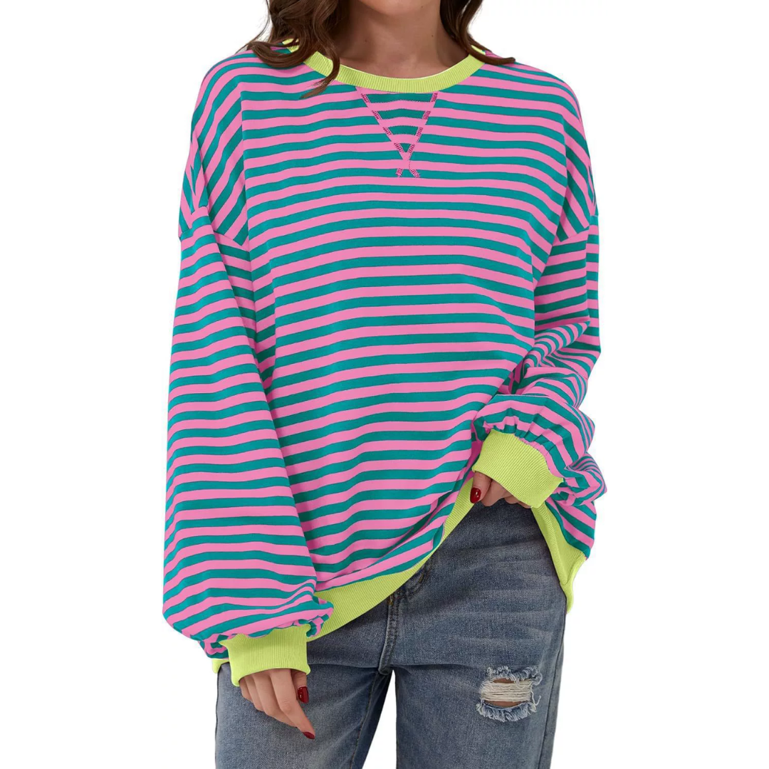 Darlowe | Relaxed Striped Lantern Sleeve Hoodie