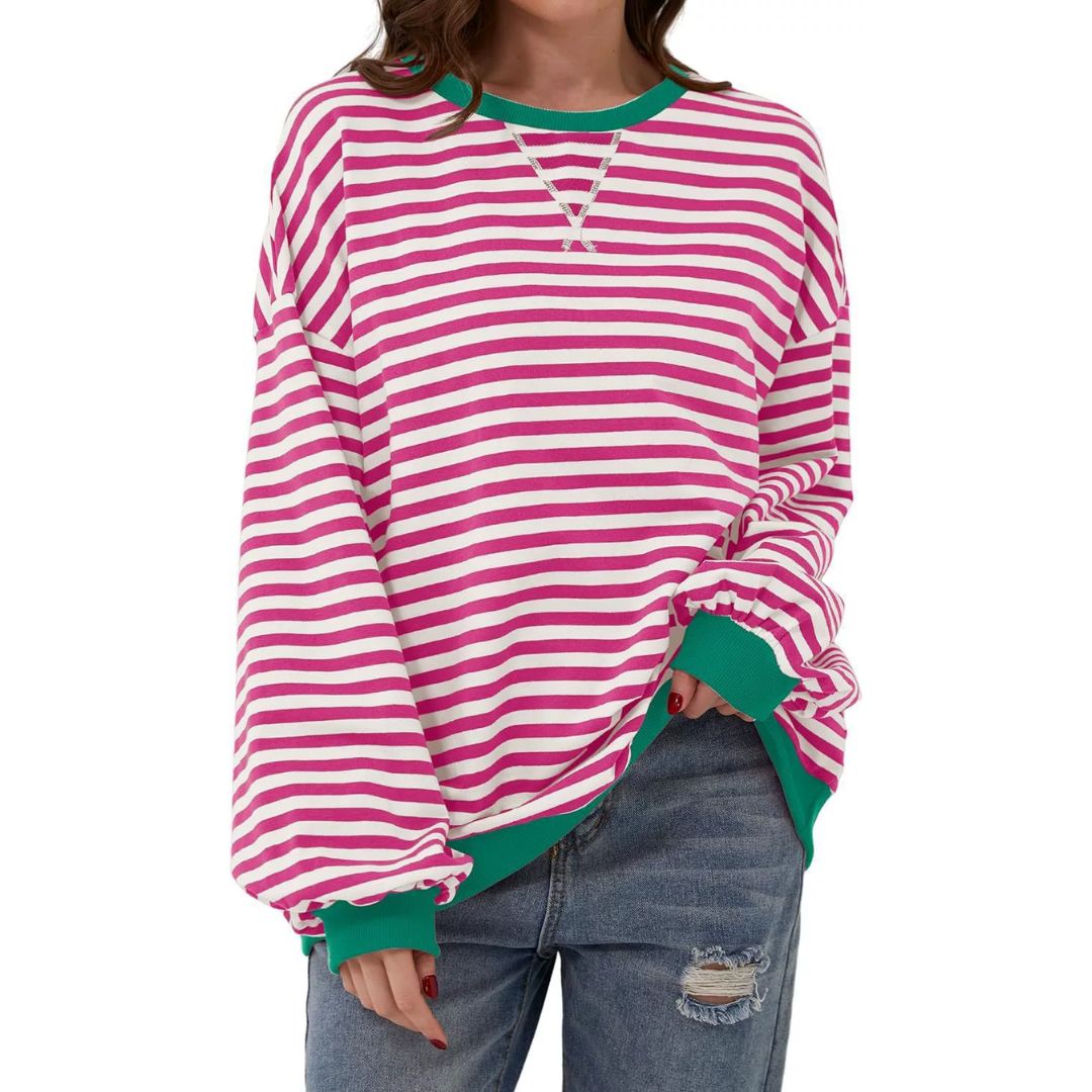 Darlowe | Relaxed Striped Lantern Sleeve Hoodie