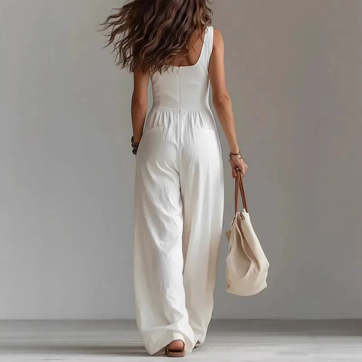Beverly | Sophisticated Wide-Leg Button Trousers Jumpsuit