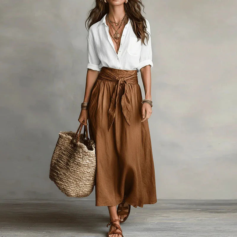 Jeanelle | Button Up Blouse & Maxi Skirt Set