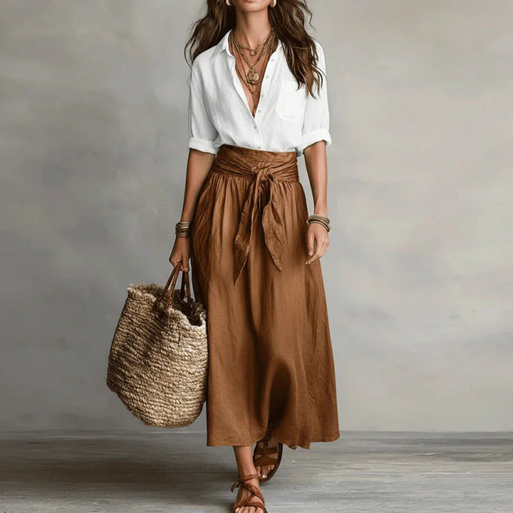 Jeanelle | Button Up Blouse & Maxi Skirt Set