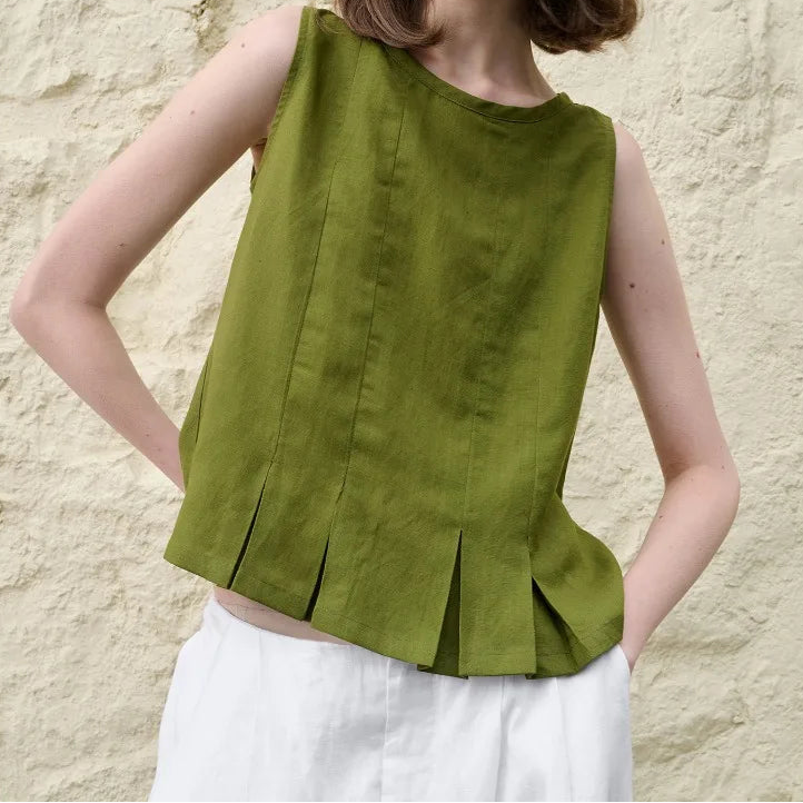 Deborah | Elegant Pleated-Hem Artisan Blouse