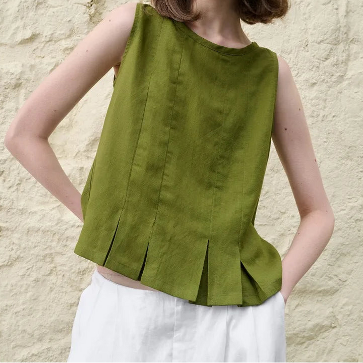 Deborah | Elegant Pleated-Hem Artisan Blouse