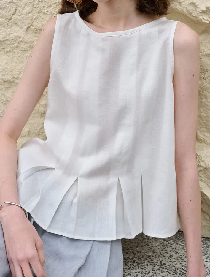 Deborah | Elegant Pleated-Hem Artisan Blouse