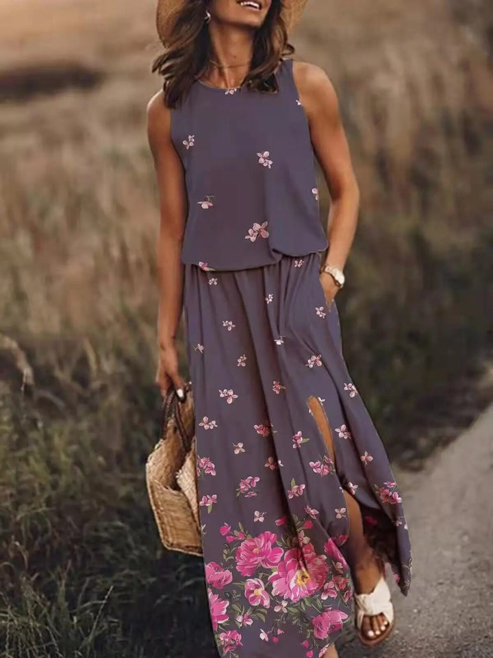 Maya | Women's Sleeveless Maxi Dress Elastic Waist Boho Summer Dress