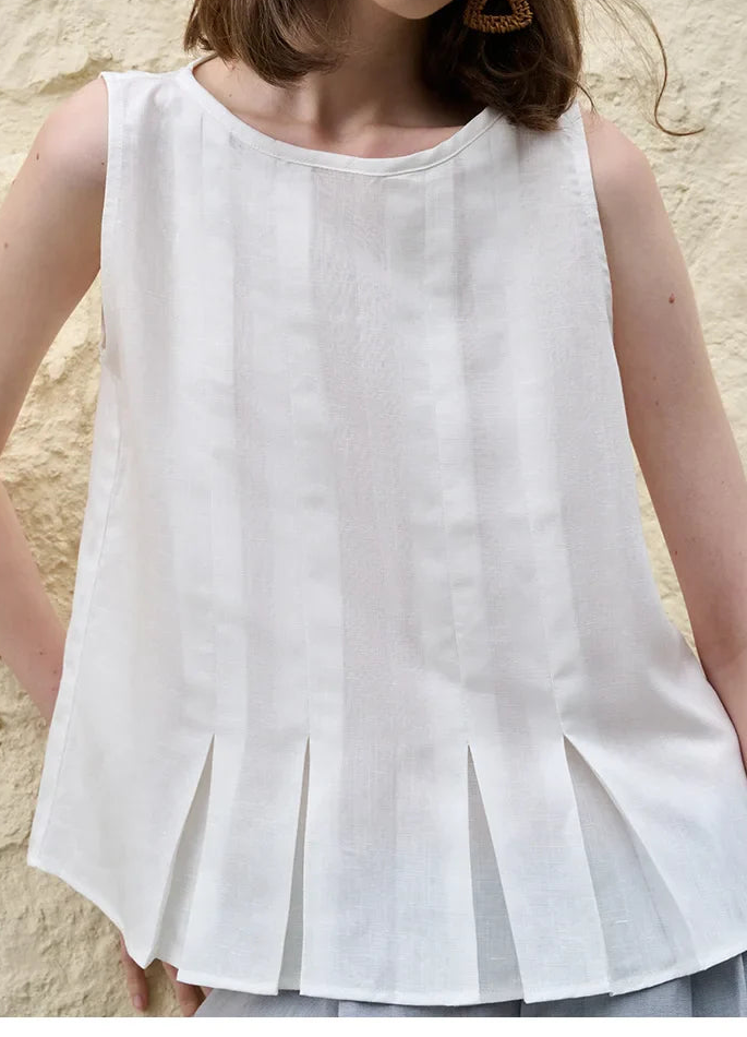 Deborah | Elegant Pleated-Hem Artisan Blouse