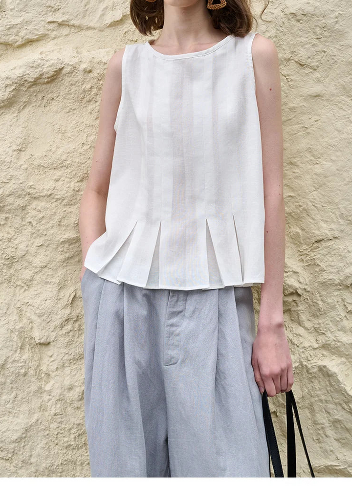 Deborah | Elegant Pleated-Hem Artisan Blouse