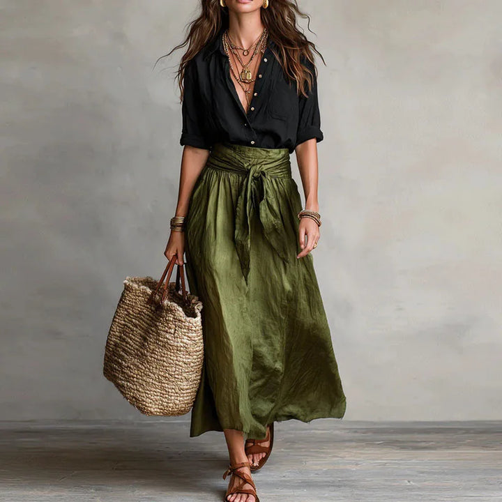 Jeanelle | Button Up Blouse & Maxi Skirt Set