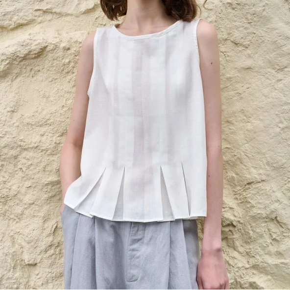 Deborah | Elegant Pleated-Hem Artisan Blouse