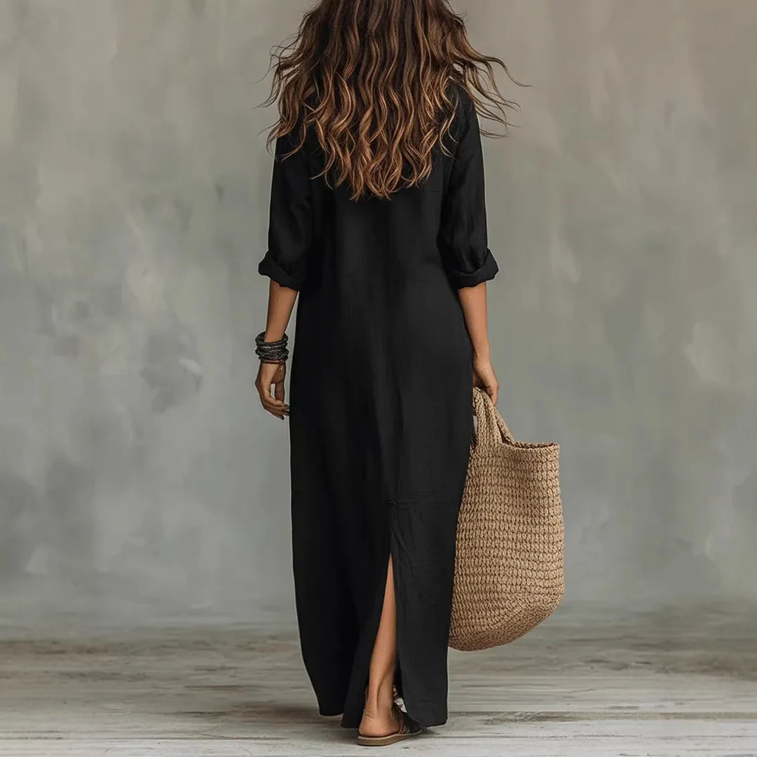 Agnes| Linen Long Shirt Dress