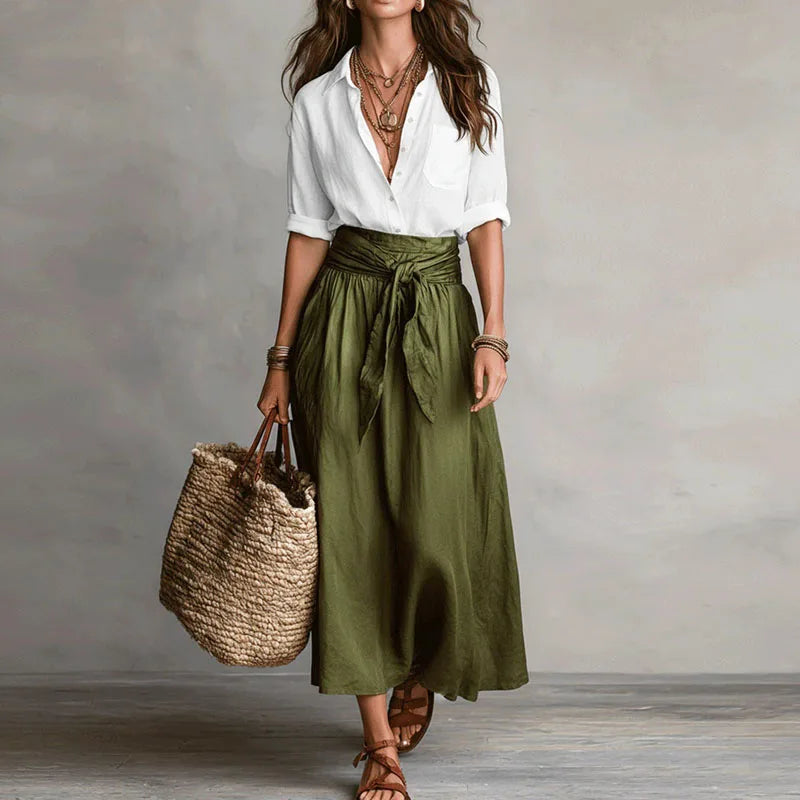 Jeanelle | Button Up Blouse & Maxi Skirt Set