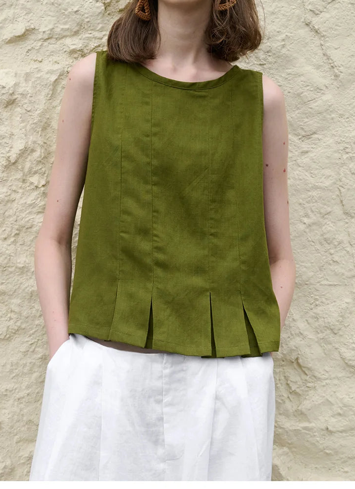 Deborah | Elegant Pleated-Hem Artisan Blouse