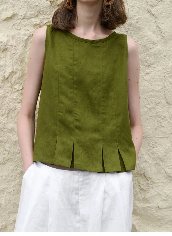 Deborah | Elegant Pleated-Hem Artisan Blouse