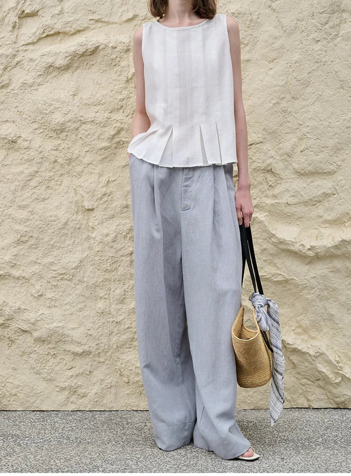 Deborah | Elegant Pleated-Hem Artisan Blouse