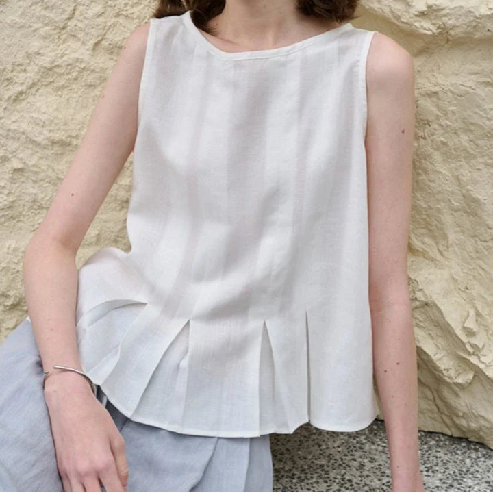 Deborah | Elegant Pleated-Hem Artisan Blouse