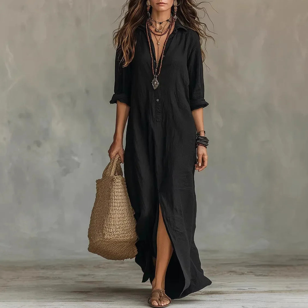 Agnes| Linen Long Shirt Dress
