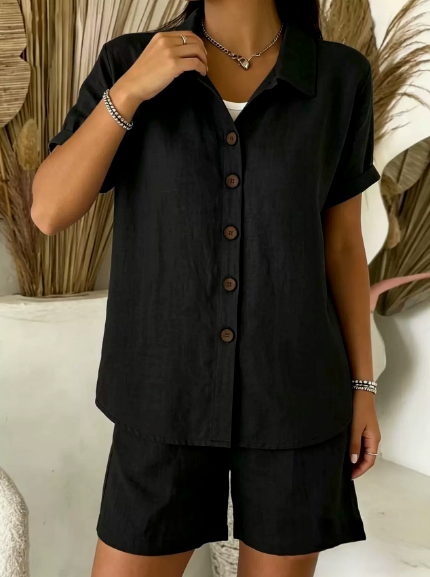 Kara | Button-down linen set