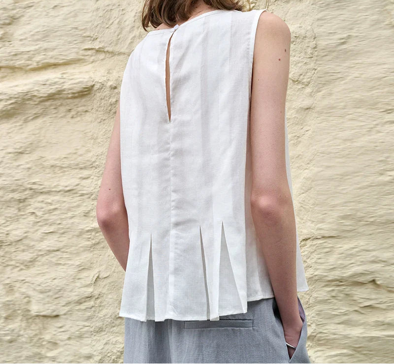 Deborah | Elegant Pleated-Hem Artisan Blouse